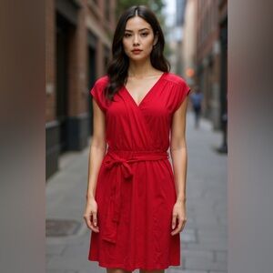 Philosophy Ruby Red Surplice Tie-Waist Dress - Size Large EUC